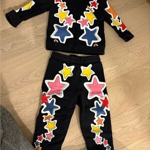 Stella McCartney Kids Black Tracksuit with Colorful Stars